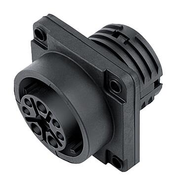 Illustration Bayonet Female panel mount connector, Contacts: 4+PE, unshielded, crimping (Crimp contacts must be ordered separately), IP68/IP69K, UL 2238, VDE, Front mounting, UV resistant