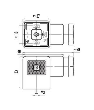 比例图 设备插座, 极数: 3+PE, 6.0-8.0mm, 非屏蔽, 螺钉接线, IP40 不带密封圈, VDE, ESTI+, PG 9