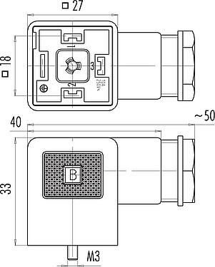 比例图 设备插座, 极数: 3+PE, 8.0-10.0mm, 非屏蔽, 螺钉接线, IP40 不带密封圈, VDE, ESTI+, PG 11