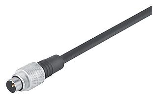 M9 Male cable connector, Contacts: 8, unshielded, moulded on the cable, IP67, PUR, black, 8 x 0.14 mm², 5 m
