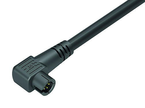 Illustration Snap-In Male angled connector, Contacts: 5, unshielded, moulded on the cable, IP40, PVC, black, 5 x 0.25 mm², 5 m