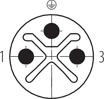 联系安排 (外掛程式側) M12 直头针头电缆连接器, 极数: 2+PE, 8.0-10.0mm, 非屏蔽, 螺钉接线, IP67, UL 2238