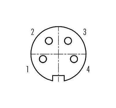 联系安排 (外掛程式側) 09 0312 99 04 - M16 孔头法兰座, 极数: 4 (04-a), 非屏蔽, THT, IP40, 板前安装