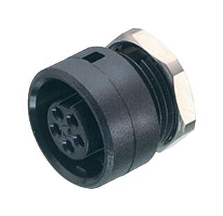 Bayonet Female panel mount connector, Contacts: 3, unshielded, solder, IP40, M10x0.75, Front mounting