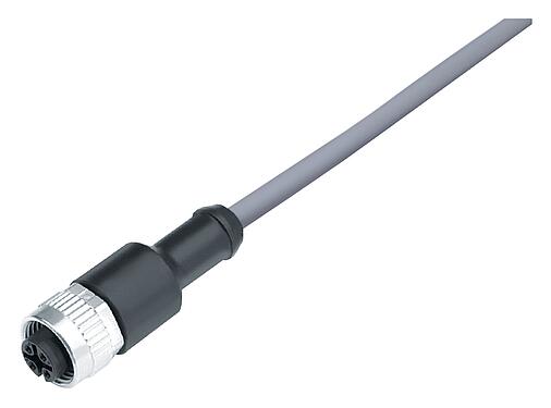 Illustration M12 Female cable connector, Contacts: 5, unshielded, moulded on the cable, IP68/IP69K, UL 2238, PVC, grey, 5 x 0.34 mm², 5 m