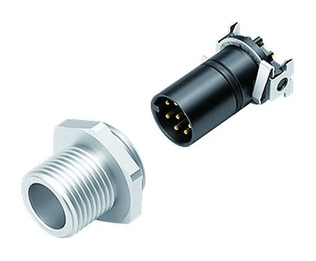 Illustration 99 3441 351 05 - M12 Male panel mount connector, Contacts: 5, unshielded, SMT, IP67, M12x1.0, Front mounting