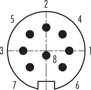 Contact arrangement (Plug-in side) Push Pull Male panel mount connector, Contacts: 8, unshielded, solder, IP67, M21x1,0, Front mounting