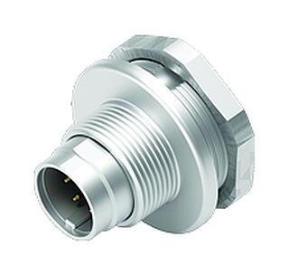 M9 Male panel mount connector, Contacts: 7, unshielded, solder, IP67, M12x0.5, Front mounting, potted
