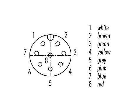 联系安排 (外掛程式側) 76 0932 0111 00008-0200 - M12 孔头方型法兰座, 极数: 8, 非屏蔽, 带导线, IP40, UL, 方形