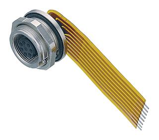 M9 Female panel mount connector, Contacts: 8, unshielded, THT, IP67, M12x0.5, Rear mounting