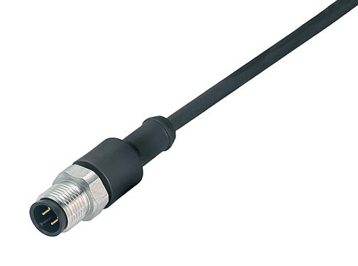 Illustration 77 3729 0000 50005-0500 - M12 Male cable connector, Contacts: 5, unshielded, moulded on the cable, IP69K, UL, PUR, black, 5 x 0.34 mm², stainless steel, 5 m