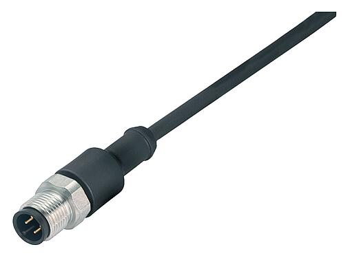 Illustration M12 Male cable connector, Contacts: 12, unshielded, moulded on the cable, IP67/IP69K, UL 2238, PUR, black, 12 x 0.25 mm², 5 m