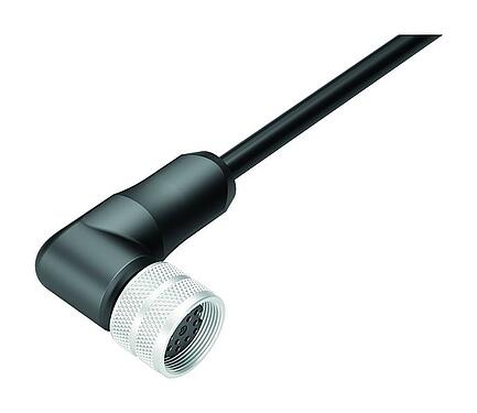 Illustration 77 6534 0000 50712-0500 - M16 Female angled connector, Contacts: 12, shielded, moulded on the cable, IP68, PUR, black, 12 x 0.25 mm², 5 m
