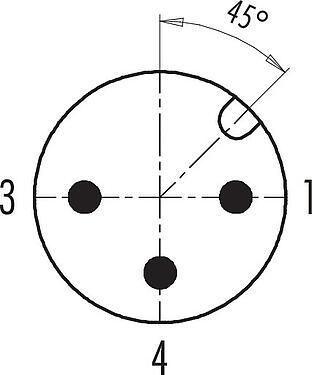 联系安排 (外掛程式側) M12 弯角针头电缆连接器, 极数: 3, 4.0-6.0mm, 非屏蔽, 螺钉接线, IP67, UL 2238