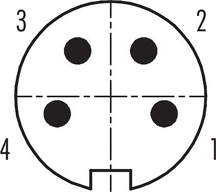 联系安排 (外掛程式側) M16 针头法兰座, 极数: 4 (04-a), 非屏蔽, 焊接, IP40, M18x0,75, 後壁安裝