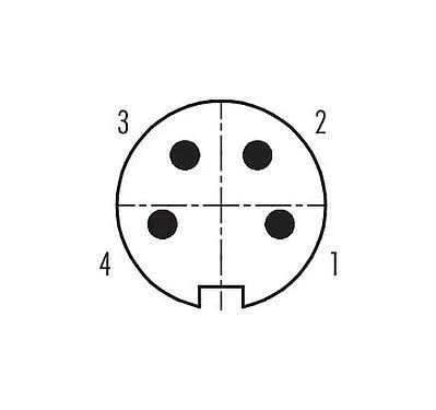 Contact arrangement (Plug-in side) M16 Male cable connector, Contacts: 4 (04-a), 4.0-6.0 mm, shieldable, solder, IP40
