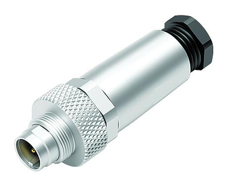 插图 M9 直头针头电缆连接器, 极数: 5, 3.5-5.0mm, 可接屏蔽, 焊接, IP67, 带防护袖口