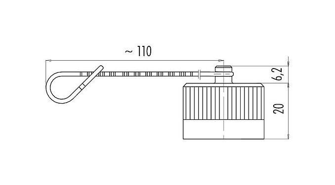 Scale drawing Protecting cap, IP67, for male cable connector
