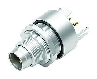 M9 Male panel mount connector, Contacts: 3, shieldable, THT, IP67, M12x0.5, Rear mounting, potted