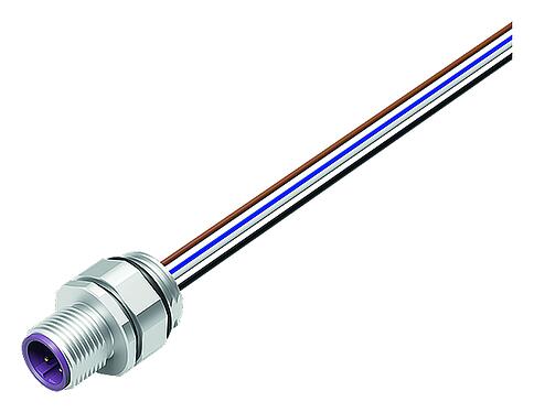 Illustration M12 Male panel mount connector, Contacts: 5, unshielded, single wires, IP68, UL 2238, M16x1.5, Front mounting