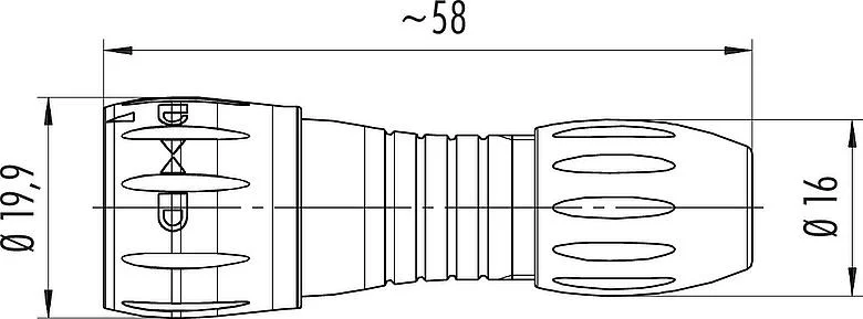 比例图 卡扣式 直头针头电缆连接器, 极数: 8, 4.0-6.0mm, 非屏蔽, 焊接, IP67