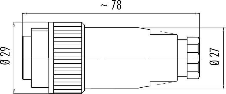 Scale drawing RD24 Male cable connector, Contacts: 6+PE, 8.0-10.0 mm, unshielded, crimping (Crimp contacts must be ordered separately), IP67, UL, ESTI+, VDE, PG 11
