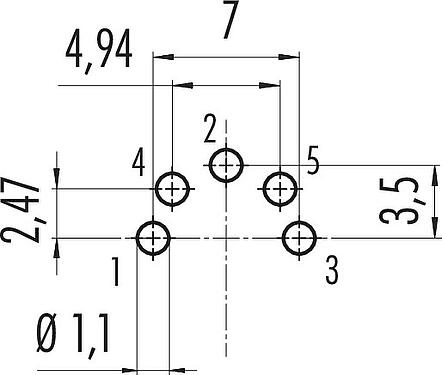 导体结构 M16 孔头法兰座, 极数: 5 (05-b), 非屏蔽, THT, IP40, M18x0,75, 後壁安裝