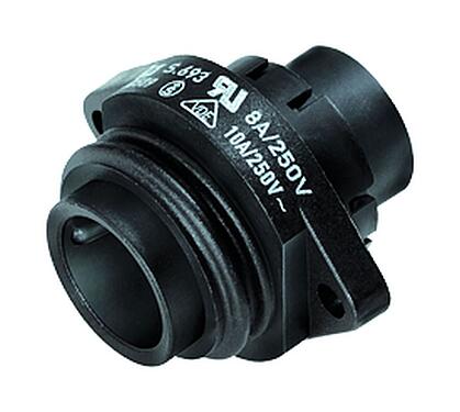 Illustration RD24 Male panel mount connector, Contacts: 6+PE, unshielded, crimping (Crimp contacts must be ordered separately), IP67, UL, ESTI+, VDE, Front mounting