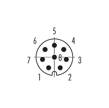 联系安排 (外掛程式側) 86 6319 1120 00008 - M8 针头法兰座, 极数: 8, 可接屏蔽, THT, IP67, UL, 後壁安裝