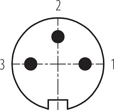 Contact arrangement (Plug-in side) M16 Male panel mount connector, Contacts: 3 (03-a), unshielded, solder, IP67, UL 2238, M18x0,75, Front mounting