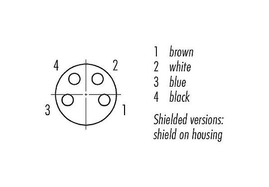 联系安排 (外掛程式側) M8 直头孔头电缆连接器, 极数: 4, 屏蔽, 预铸电缆, IP67/IP69K, PUR, 黑色, 4x0.34 mm², 2m
