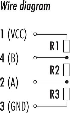Pin assignment plans M12 Male terminating connector, Contacts: 4, unshielded, IP69K, Profibus, PUR