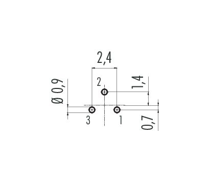 Conductor layout 09 9749 30 03 - Snap-In Male panel mount connector, Contacts: 3, unshielded, solder, IP40