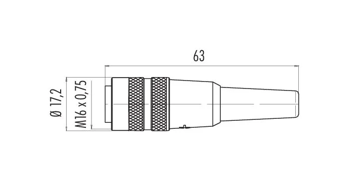 比例图 09 0310 00 04 - M16 直头孔头电缆连接器, 极数: 4 (04-a), 3.0-6.0mm, 非屏蔽, 焊接, IP40
