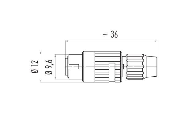 Scale drawing 99 0995 100 05 - Bayonet Male cable connector, Contacts: 5, 3.0-4.0 mm, unshielded, solder, IP40