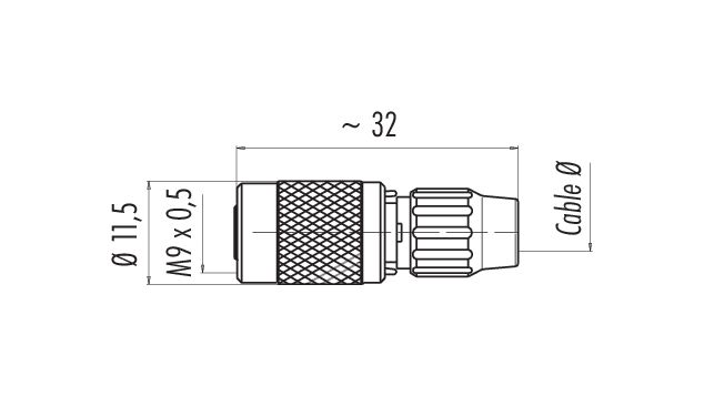 Binder 99-0072-100-02 M9 IP40 Female cable connector, Contacts: 2, 3.0-4.0  mm, unshielded, solder, IP40 - www.