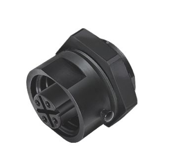 Illustration 09 4224 150 04 - RD24 Female panel mount connector, Contacts: 3+PE, unshielded, screw clamp, IP67, UL, ESTI+, VDE, central fixing