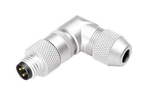 插图 M8 弯角针头电缆连接器, 极数: 3, 3.5-5.0mm, 可接屏蔽, 焊接, IP67, UL 2238